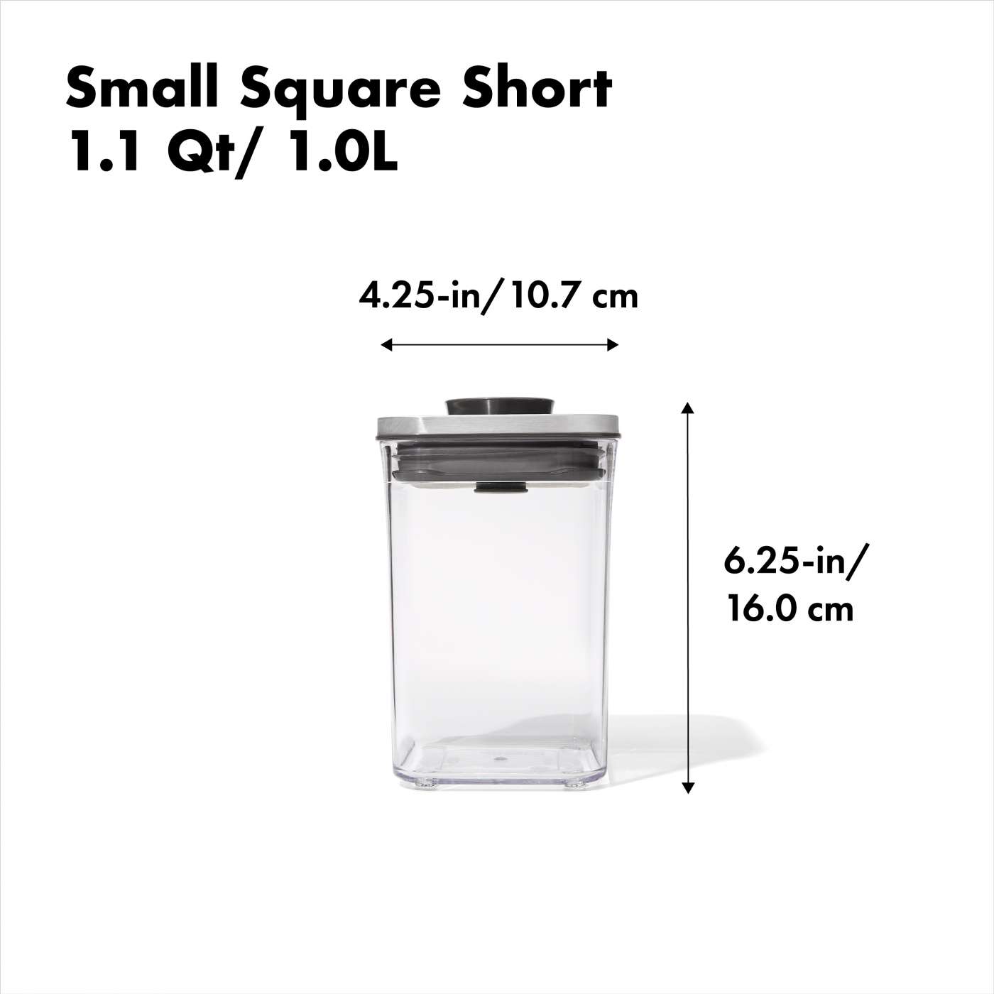 OXO 1.1 qt. Short Small Square Steel Pop Container