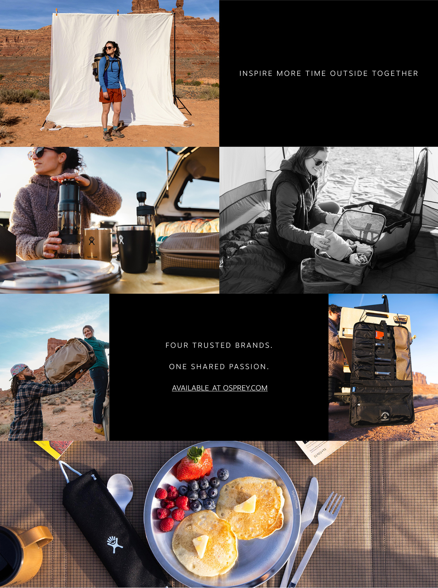A medley of outdoor adventure and camping scenes