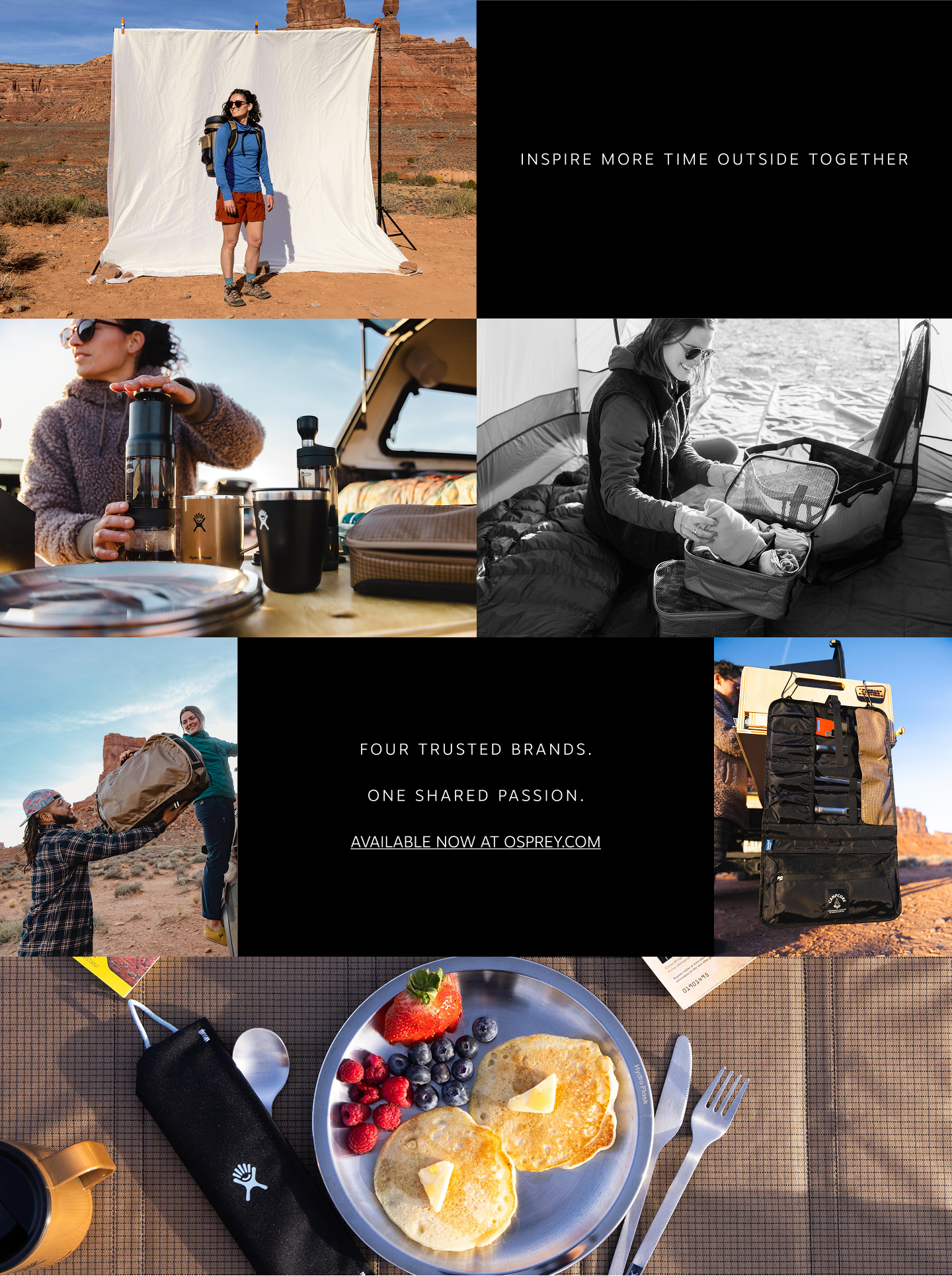 A medley of outdoor adventure and camping scenes