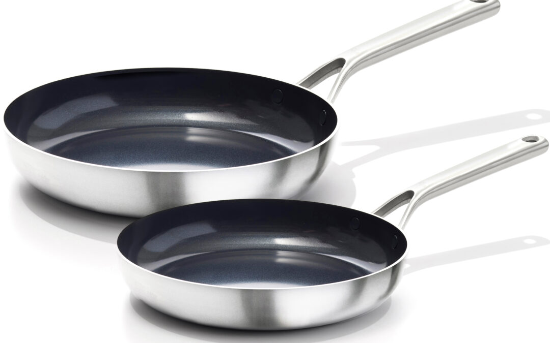 Tri‑Ply Stainless Steel Mira 20 & 26 cm Frying Pan Set – Ceramic Non-stick