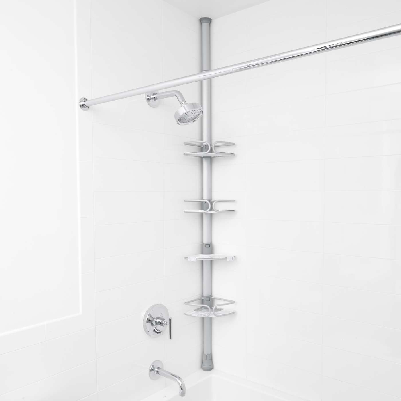 OXO Good Grips Quick-Extend Aluminum Pole Shower 4-Shelf Bath